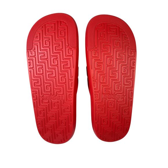 NIB Gucci Rubber Slide Sandals Red with White GG Logo UK10 US10.5 - Picture 5 of 11